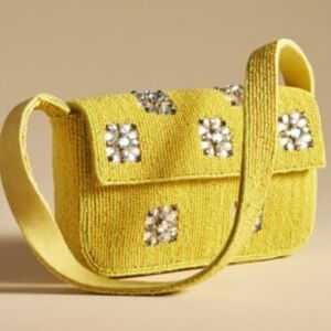 The Fiona Beaded Bag | Geometric Edition | Anthropologie | Sun Yellow